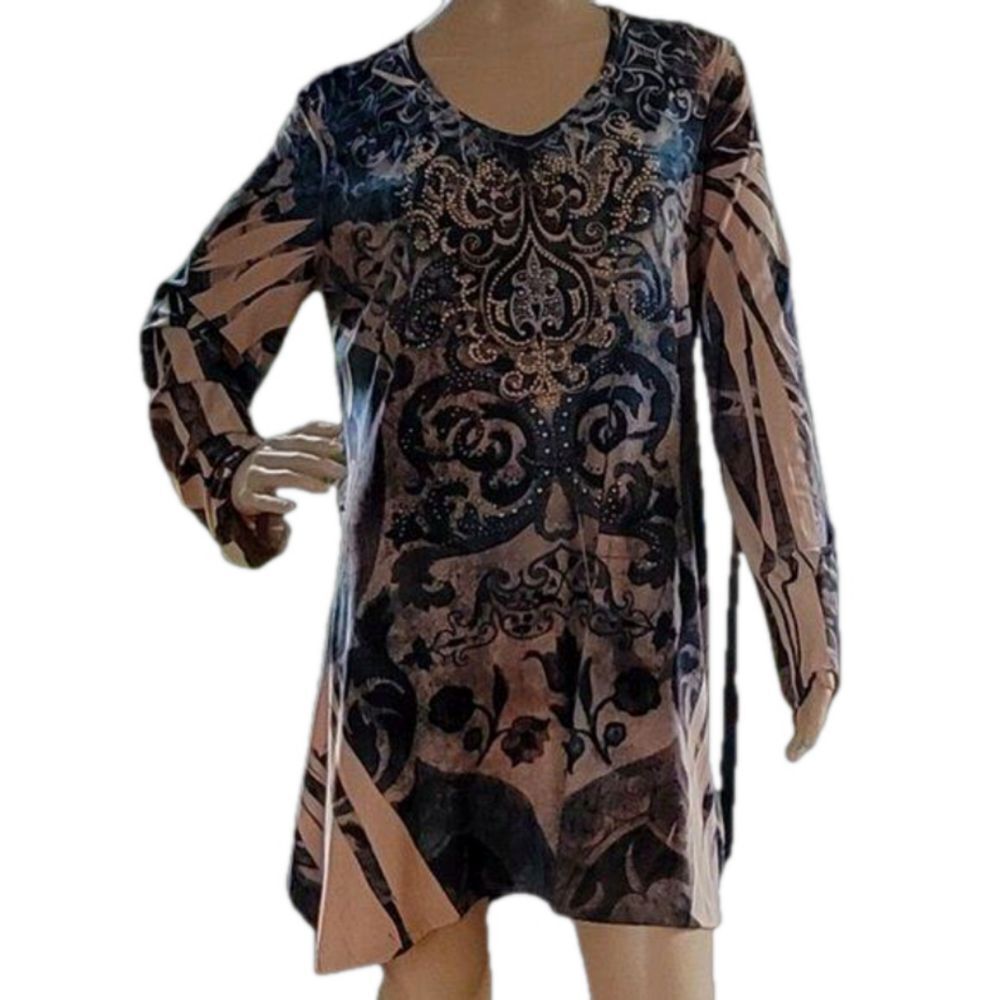 Cover Charge Dress Mini Tunic XL Rhinestones Bling Y2K Glam Sparkle Club Rock - Picture 1 of 12